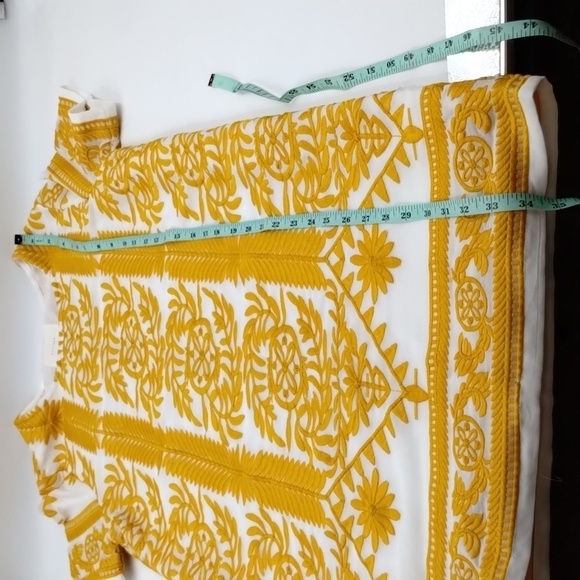 All:row Yellow White Embroidered Leaf Pattern Dress Size Small - Picture 7 of 10